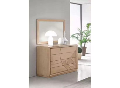 Furniture Style 2-Piece Set Chest of Drawers with Mirror Luxury Wood Italian Furniture