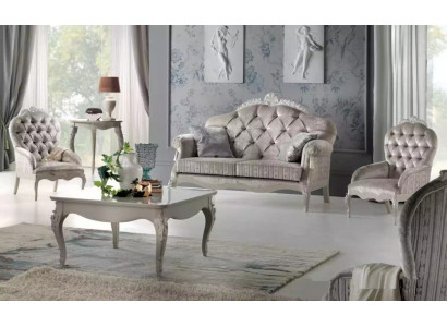 Sofa set 2 Seater Suite Velvet Armchair Coffee table Luxury Sofas Fabric