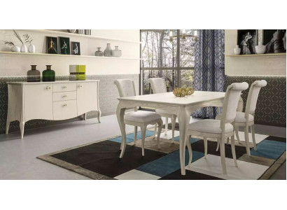 Dining room set white dining table 4x chairs sideboard elegant design new 6 pieces.