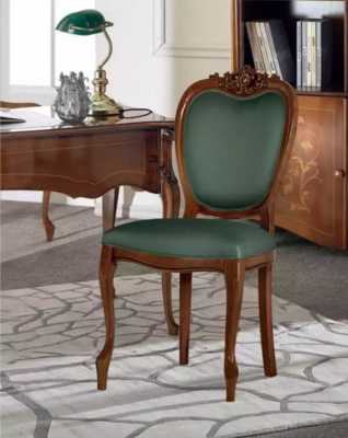 Classic r Brown Wood Chair Luxury Office furniture Green Single Seater Design