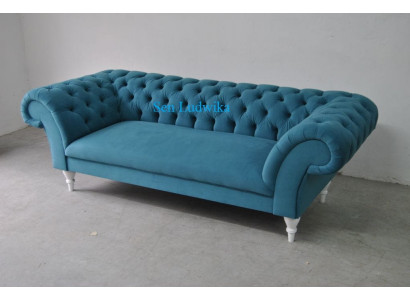 Textile 3 Seater Blue Fabric Design Couch Upholstery Sofas Modern Sofa Chesterfield