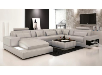 Corner sofa Couch Upholstery Living landscape Sofa 2-piece. Set coffee table corner suite