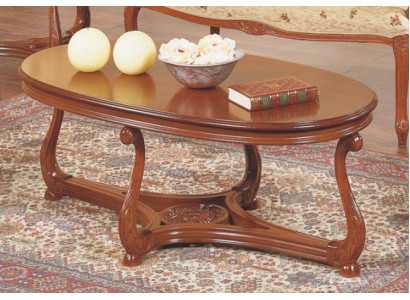 Oval Coffee table brown lacquered Side table Wood Coffee table Living room table