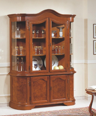 Furniture Glass Display case Wood Brown Glass Display Case Shelves Italy Classic Furniture new