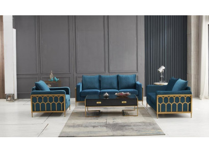 Blue e stainless steel Sofa set 3+2 Seater Upholstered Couches Modern Living room Sofas