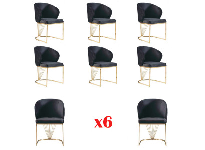 Set 6x Chair Chairs Armchair Dining room Suite Wood Modern Group Furniture