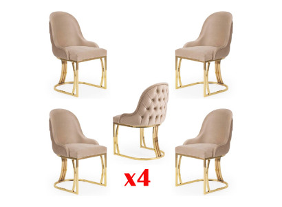 Dining room Textile Gastro Chair Design Set 4x Armchair Fabric Upholstery Chairs