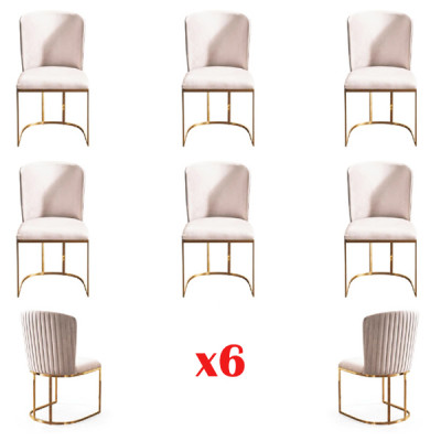 Dining room chair Designer Chairs new Set 6x Fabric Solid wood Chair