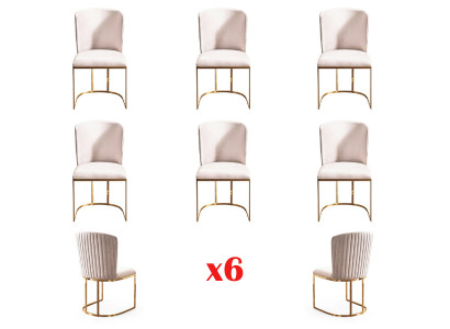 Dining room chair Designer Chairs new Set 6x Fabric Solid wood Chair