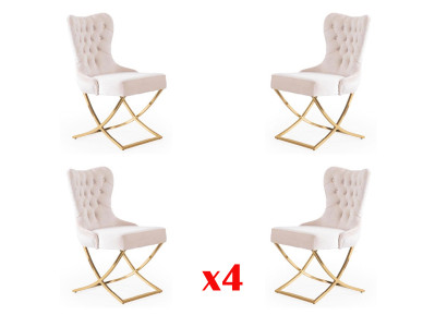 Dining room chair Kitchen Dining chairs Textile Set 4x stainless steel Chair