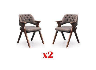 Design Armchair Upholstery Set 2x Chair Wood Gastro Dining room Chesterfield