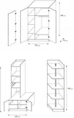 Youth room Childrens room Wardrobe Clothes cupboards Pink Cabinets Modern Furniture