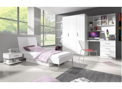 Bed + Bedside table - Bedroom Childrens room Furniture Beds White 2-piece set