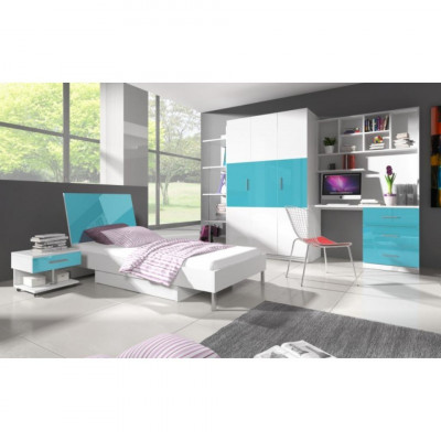 Designer Childrens room Youth room Bedroom Table Bed Chest of drawers Wardrobe 5pcs