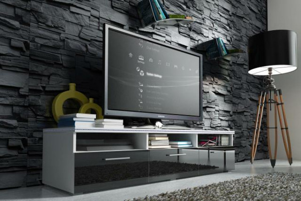 A stylish TV wardrobe made of wood for your living room in a modern style