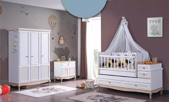 Baby bed Childrens bed Bed Set Drawer White in the modern Childrens room