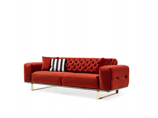 Three Seater Chesterfield Sofa 3 Seater Sofas Red Fabric Living room Luxury