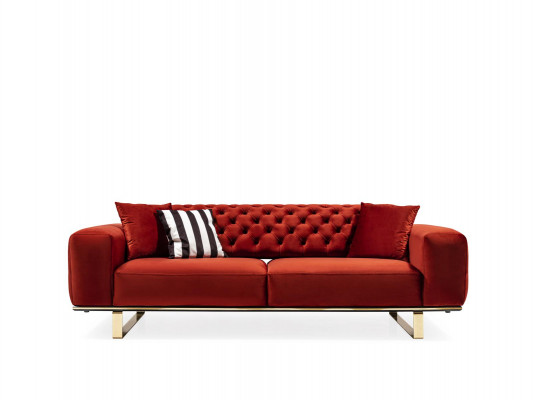 Three Seater Chesterfield Sofa 3 Seater Sofas Red Fabric Living room Luxury