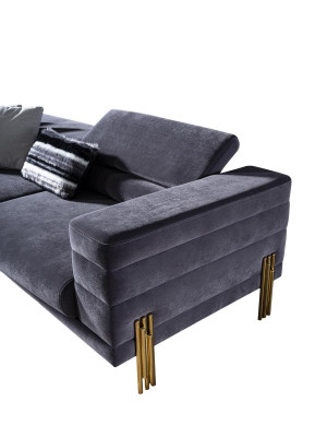 Three Seater Sofa 3 Seater Sofas Fabric Gray Living room Luxury Modern Seat