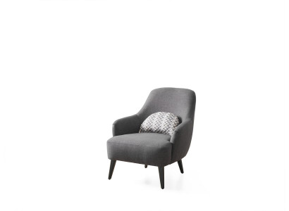 Armchair Wing Chair Fabric Living room Polyester Design Gray Modern Seat