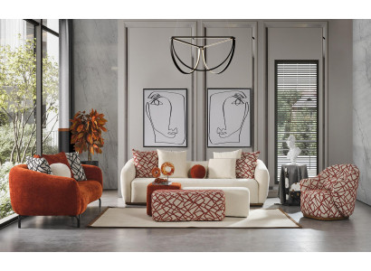 Sofa set Sofa Armchair 431 Seat Fabric Luxury Sofas Orange Living room