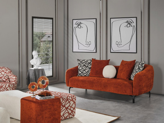 Sofa set Sofa Armchair 431 Seat Fabric Luxury Sofas Orange Living room