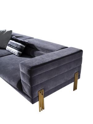 Luxury Sofa set Sofa 3 Seater Armchair Fabric Modern Gray Modern Set