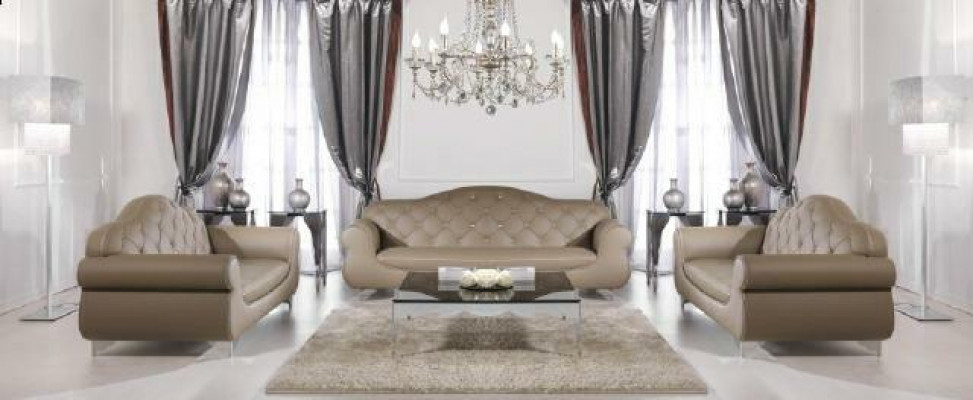 Beige sofa set Chesterfield Sofas Upholstery 3+1+1 Set Suite