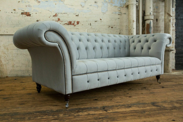 White Designer Chesterfield Three Seater Modern 3 Seater Couch