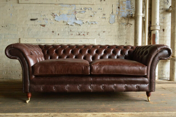 Brown Luxury Chesterfield 3 Seater Modern Living Room Couch