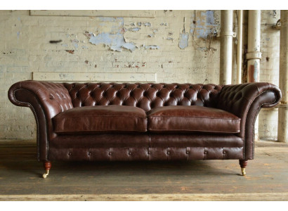 Brown Luxury Chesterfield 3 Seater Modern Living Room Couch