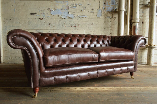 Brown Luxury Chesterfield 3 Seater Modern Living Room Couch