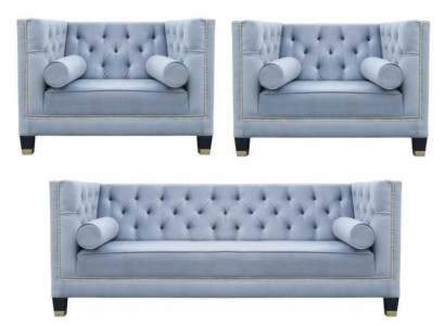 Blue Sofa set Chesterfield Armchair Creative Furniture Textile Fabric Living room new