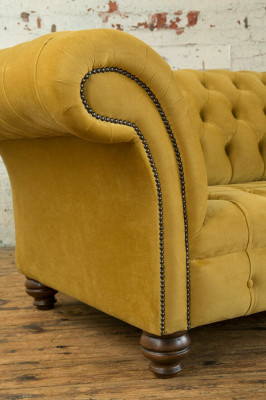 Yellow Designer Chesterfield Three Seater Luxury 3 Seater Couch Living Room Sofa