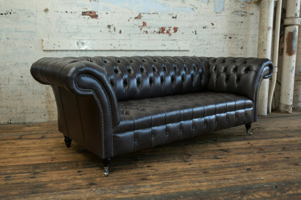 Black Modern Chesterfield Three Seater Luxury 3 Seater Couch