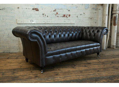 Black Modern Chesterfield Three Seater Luxury 3 Seater Couch