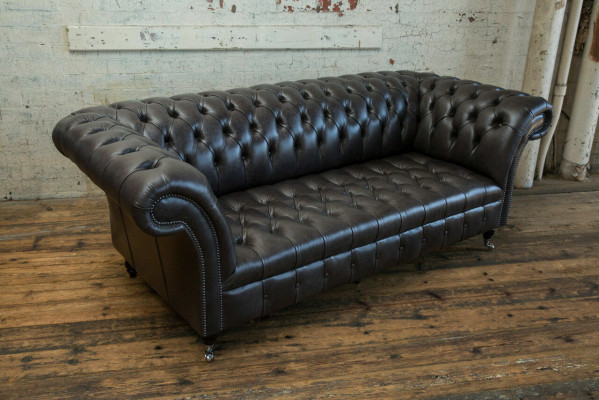 Black Modern Chesterfield Three Seater Luxury 3 Seater Couch