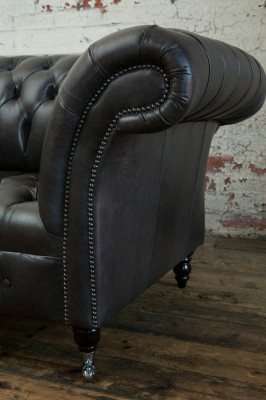 Black Modern Chesterfield Three Seater Luxury 3 Seater Couch