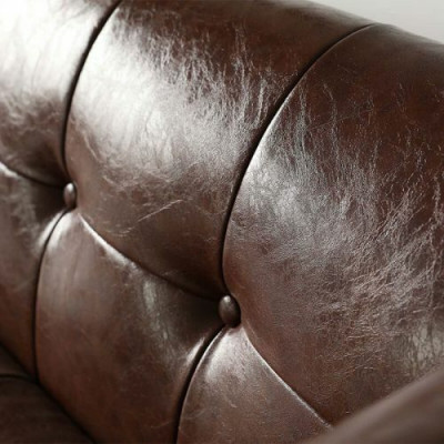 Brown Chesterfield Luxury 3-Seater Leather Living room Sofa