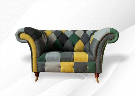 Chesterfield Armchair TV Couch 1.5 Seater Sofa Textile Fabric Couches Upholstery