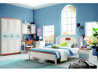 Bedroom set 5 pieces. Bed 2x Bedside table Desk Childrens bed Solid wood Furniture