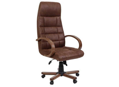 Executive chair brown imitation leather upholstered office chair computer swivel chair new