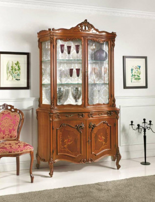 Display case Dining room Sideboard Real wood Cabinets Italian Furniture Glass Wardrobe new