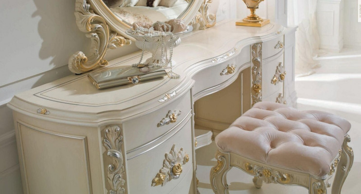 Dressing table, dressing table, console table, dressing table, bedroom, luxury beige