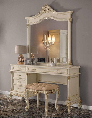 Dressing table with Mirror Luxury Console Chest of drawers Bedroom Baroque Rococo Solid wood