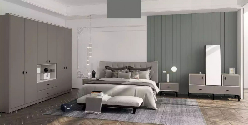 Chest of drawers with Mirror for Bedroom gray stylish modern design