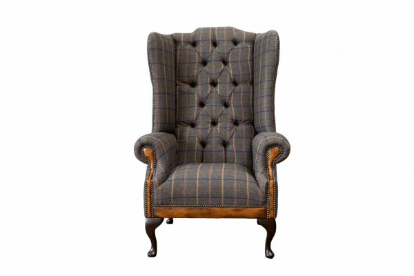 Chesterfield Armchair Couch Upholstery 1 Seater Textile Wing Chair Upholstery