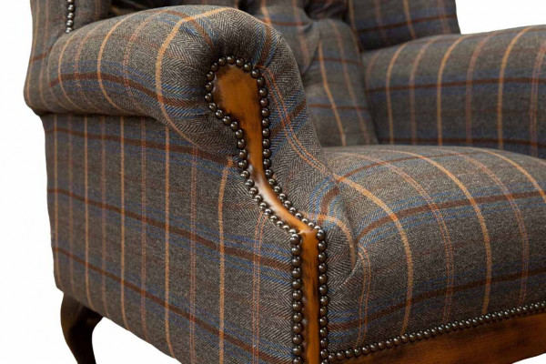 Chesterfield Armchair Couch Upholstery 1 Seater Textile Wing Chair Upholstery