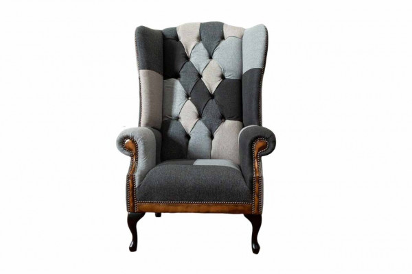 Chesterfield Wing Chair Armchair 1 Seater Sofa Couch Upholstery Textile new