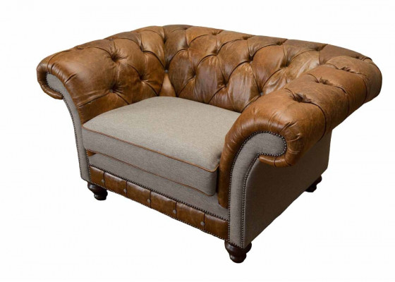 Design Chesterfield Armchair 1 Seater Couch Luxury Classic Textile Sofas